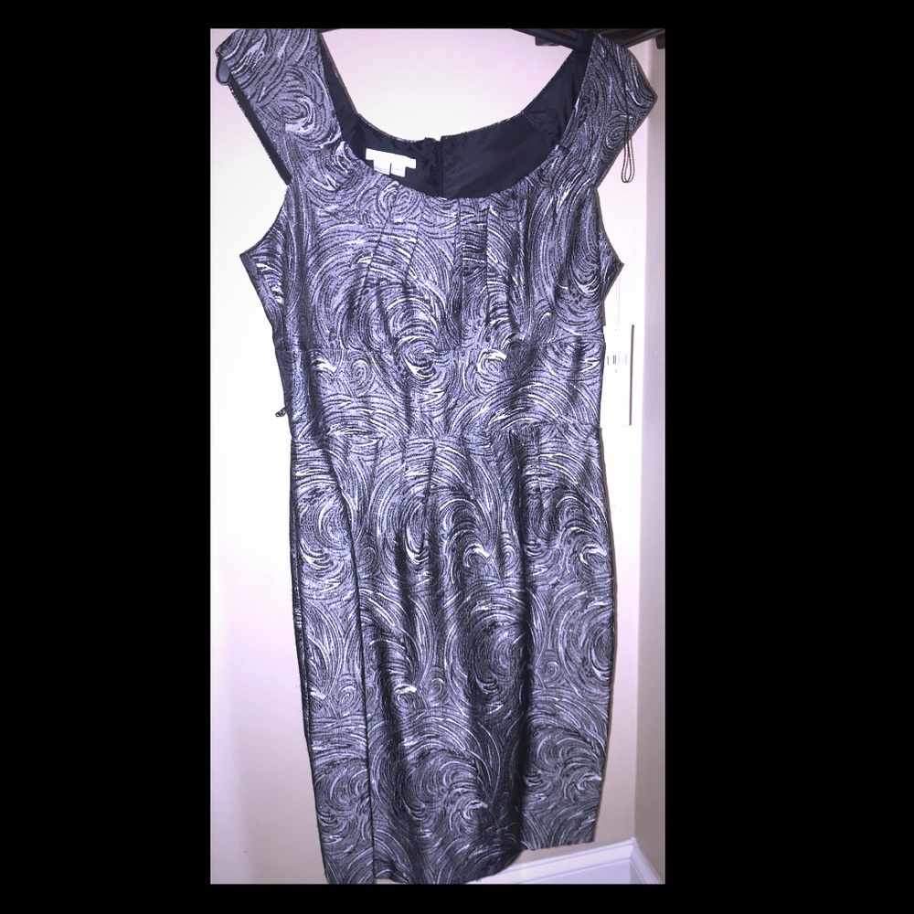 SOLD!   London Times Grey Metallic Dress NWT LT6020